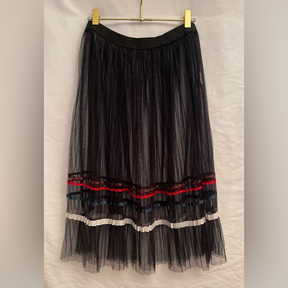 SELF Ribbon and Tulle Overlay A-Line Midi Skirt, EUC SZ L - Picture 3 of 6